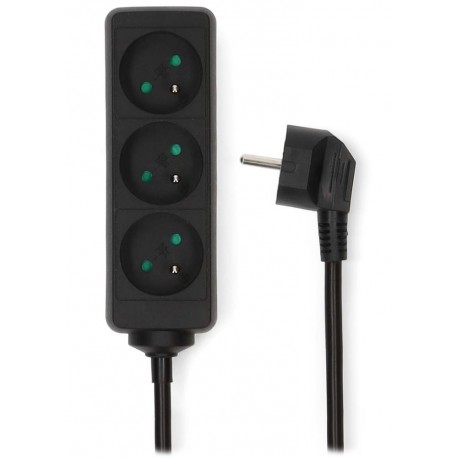 NEDIS napájecí prodlužovací zásuvka/ úhlová/ 3x zásuvka/ černá/ 1,5m