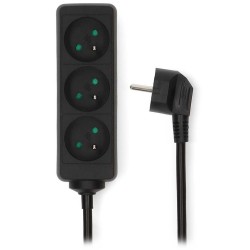 NEDIS napájecí prodlužovací zásuvka/ úhlová/ 3x zásuvka/ černá/ 3m