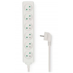 NEDIS napájecí prodlužovací zásuvka/ úhlová/ 6x zásuvka/ bílá/ 1,5m