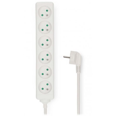 NEDIS napájecí prodlužovací zásuvka/ úhlová/ 6x zásuvka/ bílá/ 1,5m