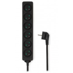 NEDIS napájecí prodlužovací zásuvka/ úhlová/ 6x zásuvka/ černá/ 1,5m