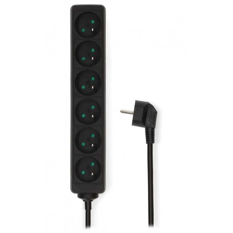 NEDIS napájecí prodlužovací zásuvka/ úhlová/ 6x zásuvka/ černá/ 1,5m