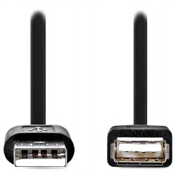 NEDIS prodlužovací kabel USB 2.0/ zástrčka USB-A - zásuvka USB-A/ poniklované konektory/ černý/ bulk/ 1m