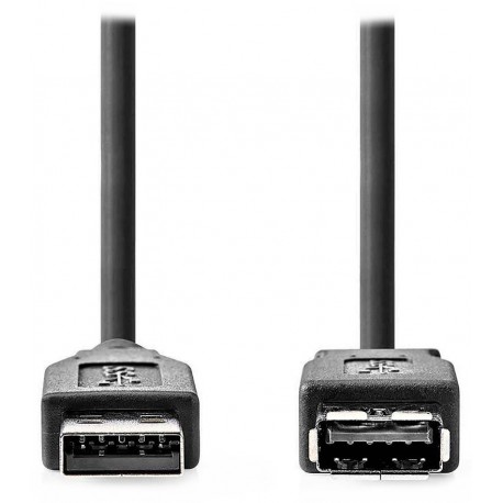 NEDIS prodlužovací kabel USB 3.2 Gen 1/ zástrčka USB-A - zásuvka USB-A/ 5 Gbps/ kulatý/ černý/ bulk/ 1m