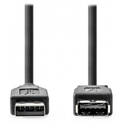 NEDIS prodlužovací kabel USB 3.2 Gen 1/ zástrčka USB-A - zásuvka USB-A/ 5 Gbps/ kulatý/ černý/ bulk/ 2m