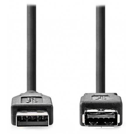NEDIS prodlužovací kabel USB 3.2 Gen 1/ zástrčka USB-A - zásuvka USB-A/ 5 Gbps/ kulatý/ černý/ bulk/ 2m