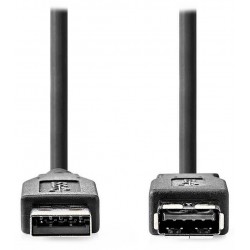 NEDIS prodlužovací kabel USB 3.2 Gen 1/ zástrčka USB-A - zásuvka USB-A/ 5 Gbps/ kulatý/ černý/ bulk/ 3m