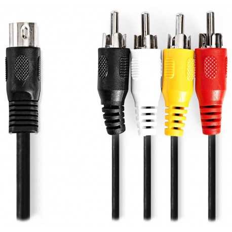 NEDIS redukční audio kabel DIN/ 5pin zástrčka DIN - 4× zástrčka RCA/ černý/ bulk/ 1m