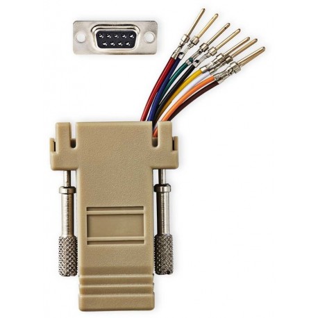 NEDIS serial adaptér/ zástrčka D-SUB 9-Pin - zásuvka RJ45/ pooniklovaný/ slonovinová kost/ blistr