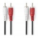 NEDIS stereo audio kabel RCA/ 2x zástrčka RCA - 2x zástrčka RCA/ černý/ bulk/ 1,5m