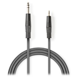 NEDIS stereo audio kabel/ 6,35 mm zástrčka - 3,5 mm zástrčka/ šedý/ 3m