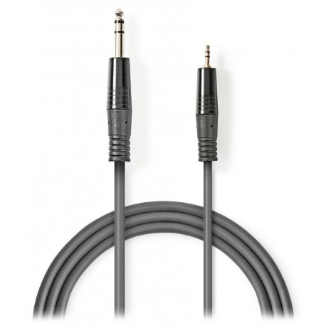 NEDIS stereo audio kabel/ 6,35 mm zástrčka - 3,5 mm zástrčka/ šedý/ 3m