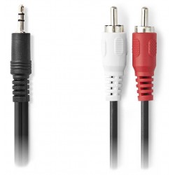 NEDIS stereofonní audio kabel/ 3,5 mm zástrčka - 2x RCA zástrčka/ černý/ bulk/ 10m