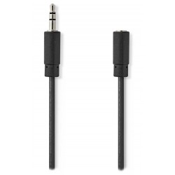 NEDIS stereofonní audio kabel/ 3,5mm jack zástrčka - 3,5mm jack zásuvka/ černý/ bulk/ 2m