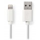 NEDIS synchronizační a nabíjecí kabel pro zařízení Apple/ konektor Lightning/ zástrčka USB 2.0 A/ bílý/ blistr/ 1m