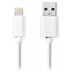 NEDIS synchronizační a nabíjecí kabel/ Apple Lightning 8-pin zástrčka - USB A zástrčka/ bílý/ bulk/ 1m