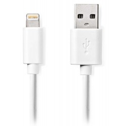 NEDIS synchronizační a nabíjecí kabel/ Apple Lightning 8-pin zástrčka - USB A zástrčka/ bílý/ bulk/ 3m