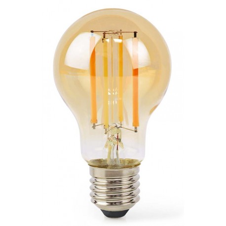 NEDIS Wi-Fi chytrá LED žárovka s vláknem/ E27/ A60/ 7W/ 806lm/ teplá bílá/ 1800 - 3000K/ sklo/ zlatá