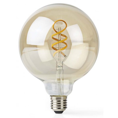 NEDIS Wi-Fi chytrá LED žárovka s vláknem/ E27/ G125/ 4,9W/ 230V/ 360lm/ teplá až studená bílá/ 1800 - 6500K/ stmívatelná
