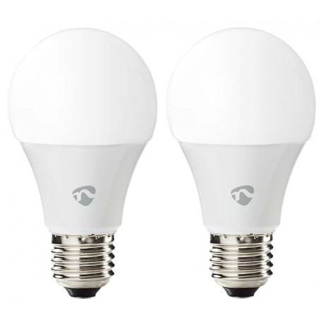 NEDIS Wi-Fi chytrá LED žárovka/ E27/ A60/ 9W/ 230V/ 806 lm/ teplá až studená bílá/ 2700 - 6500K/ RGB/ stmívatelná/ 2ks