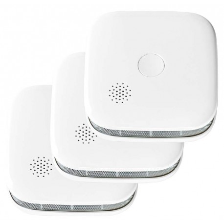 NEDIS Wi-Fi chytrý detektor kouře/ napájení z baterie/ hlasitost 85 dB/ výdrž snímače 10 let/ Android/ iOS/ 3ks/ bílý