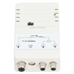 NEDIS zesilovač CATV/ maximální zesílení 25 dB/ 47 - 694 MHz/ 2 výstupy/ konektor IEC/ bílý