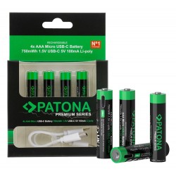 PATONA nabíjecí baterie AAA/LR03 Li-Pol 500mAh 1,5V s USB-C nabíjením, 4ks v balení