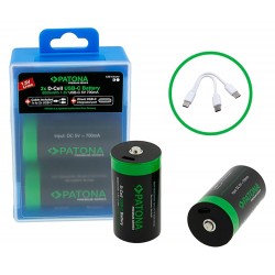 PATONA nabíjecí baterie LR20 mono D Li-lon 4000mAh 1,5V s USB-C nabíjením, 2ks v balení