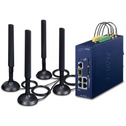 Planet dual 5G/LTE bezpečnostní brána, 2xWAN + 3xLAN/1xSFP, DI/DO, GPS, DIN, IP30, -40/+75°C, dual 9-54VDC