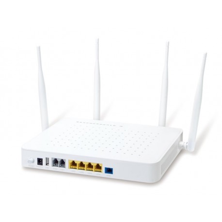 Planet GPON/GEPON ONU, 2.5G GPON (SC/UPC), 4x 1Gb RJ-45, Wi-Fi 802.11ac 1.2Gb, 2x FXS (RJ-11), USB