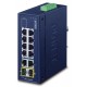 Planet IFGS-1022TF průmyslový switch, 8x100M + 2x1Gb/SFP, -40 až 75st.C, dual 9-48VDC, IP30, fanless