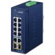 Planet IFGS-1222TF průmyslový L2 switch, 8x 10/100TX, 2x 1Gb, 2x 1Gb SFP, -40~75°C, 9-48VDC, IP30, fanless, RING