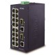 Planet IFGS-1822TF průmyslový switch, 16x100M + 2x1Gb/SFP, -40 až 75st.C, dual 9-48VDC, IP30, fanless