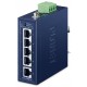 Planet IGS-500T-E, 5x 1000Base-T, DIN, IP40, rozšířený teplotní rozsah -40~75°C, ESD+EFT do 6kV, triple 12~55VDC, 250m