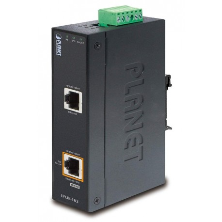 Planet IPOE-162 PoE injektor IEEE802.3at, 30W, Gigabit, DIN, IP30, -40~75°C, 12-48VDC