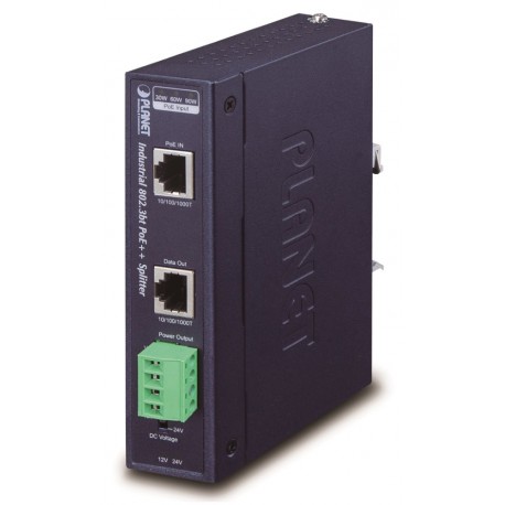 Planet IPOE-173S, Ultra PoE průmyslový splitter 802.3bt do 70W, výstup 12V/24VDC, 1Gb, DIN, IP30, -40~75st., PoH