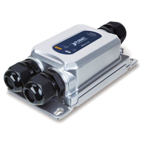 Planet IPOE-175S, Ultra PoE++ průmyslový splitter 802.3bt do 60W, výstup 12VDC, 1Gb, DIN, IP67, -40~75st., PoH