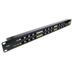 POE Patch panel/ UTP cat.5e 12p/ 1U/ Black (provedení 19" rack)