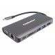 PremiumCord adaptér USB3.1 typ C na HDMI+VGA/ RJ45/ 2xUSB3.0/ SD/ 3,5mm/ PD charge
