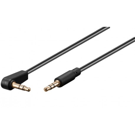 PremiumCord Kabel Jack 3,5 mm - 3,5 mm konektor 90° M/M/ 1m/ černý