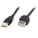 PremiumCord Kabel USB 2.0 A-A 20cm prodlužovací (A-M/A-F), černý