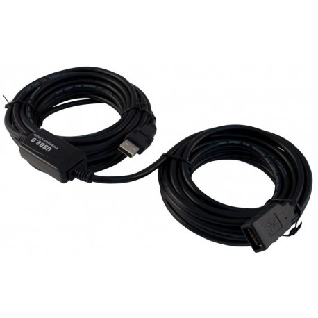 PremiumCord USB 2.0 repeater a prodlužovací kabel (A/M-A/F)/ 15m/ černý