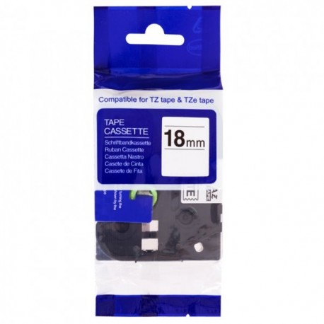 PRINTLINE kompatibilní páska s Brother HSe-241, 18mm, černý tisk/ bílý podklad, bužírka
