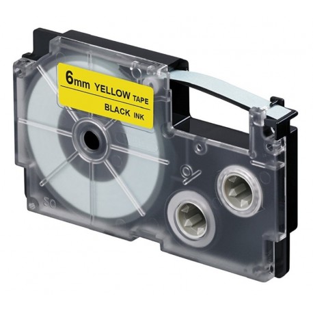 PRINTLINE kompatibilní páska s Casio XR-6YW1 6mm, 8m, černý tisk/žlutý podklad