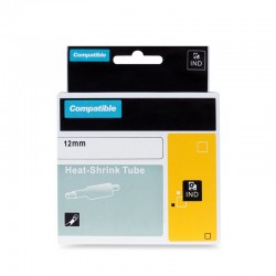 PRINTLINE kompatibilní páska s DYMO 18055, 12mm, 1.5m, černý tisk/bílý podklad, RHINO, bužírka