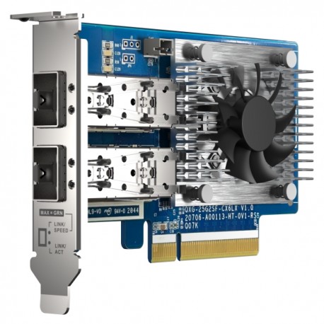 QNAP QXG-25G2SF-CX6   síťová karta 25GbE (2porty) PCIe karta； nízký profil； PCIe Gen4 x8