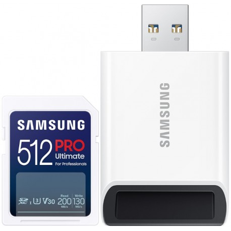 SAMSUNG PRO Ultimate SDXC 512GB + USB Adaptér / CL10 USH-I U3 / V30