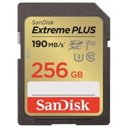SanDisk Extreme PLUS 256GB SDXC / UHS-I, Class 10, U3, V30 /  up to 190MB/s & 130MB/s Read/Write / + 2 years RescuePRO