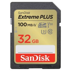 SanDisk Extreme PLUS 32GB SDHC / UHS-I, Class 10, U3, V30 /  up to 100MB/s & 60MB/s Read/Write / + 2 years RescuePRO