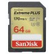 SanDisk Extreme PLUS 64GB SDXC / UHS-I, Class 10, U3, V30 /  up to 170MB/s & 80MB/s Read/Write / + 2 years RescuePRO